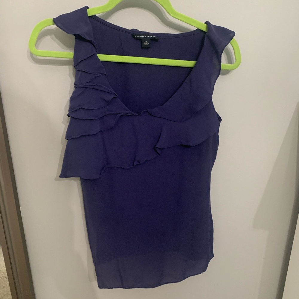 Banana Republic Navy Ruffled Tank